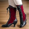 Femme Bottes Chaussures Bullock Grandes Tailles Bottes à talons Soirée Noël du quotidien Broderie Hiver Talon de chaton Elégant Rétro Vintage Mode Faux Cuir Vin Noir Vert