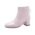 Femme Bottes Bottes à talons du quotidien Couleur Pleine Bottines Bottines Hiver Talon bloc Bout carré Décontractées Minimalisme Cuir Verni Fermeture Noir Blanche Jaune