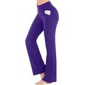 Pantalon de yoga Femme Poches latérales Pantalon de Yoga Fluide Yoga Aptitude Exercice Physique Bas Taille haute Spandex Des sports Tenues de Sport Haute élasticité Gris foncé Bleu marine