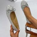 Femme Ballerines Chaussures bling-bling Chaussures habillées Ballerines Mariage Soirée Extérieur Couleur unie Eté Talon Plat Bout rond Elégant Mode Confort Paillette Mocassins Argent Noir