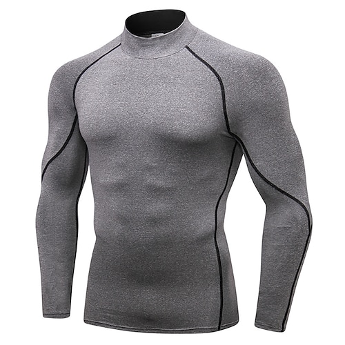 Homme T-shirt de compression T-shirt de course manche longue Couche de base Été Printemps Hiver Séchage Rapide Power Flex Évacuation de l'Humidité Respirant Entraînement en salle Course Fitness Tenue