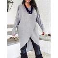 Grande Taille Courbe Robe Pull Robe en maille Robe casual Femme Robe mi-longue Plein manche longue Basique Tricoté Col Ras du Cou Mode Extérieur Gris Claire Gris foncé Automne Hiver L XL XXL 3XL 4XL