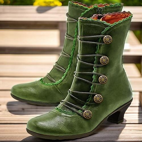 bottines à lacets vintage victoriennes marron pour femmes avec détails de boutons et talon moyen pour le cosplay, les reconstitutions historiques et le quotidien