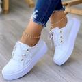 Femme Basket Grandes Tailles Chaussures en Toile Chaussures blanches Extérieur du quotidien Marche Couleur Pleine Eté Printemps Automne Rivet Talon Plat Bout rond Sportif Classique Décontractées