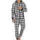 Homme Vêtements d'intérieur Vêtements de nuit Combinaison de Pyjamas 1 pc Grille / Carreaux Mode Confort Flexible Intérieur Lit Polyester Chaud Col en V Basique Printemps Automne Noir Rouge