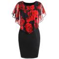 Robe de soirée courbée grande taille pour femmes imprimé floral col rond sans manches été printemps vintage élégante mini robe robe de travail formelle