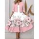 Femme Ensemble Robe Deux Pièces Robe casual Robe de Mousseline Robe Évasée Rendez-vous Elégant Imprimer Robe mi-longue Col V Demi Manches Floral Standard Rose Claire Printemps S M L XL XXL