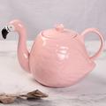 théière flamant rose - pot de fleurs en céramique pour le thé, le café et l'eau - cadeau en porcelaine d'os blanc pour la dégustation de thé et les cadeaux