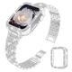 Bijoux Bracelet Compatible avec Bracelet Apple Watch 38mm 40mm 41mm 42mm 44mm 45mm 49mm avec étui Homme Diamant bling Acier Inoxydable Strass Bracelet de remplacement pour iwatch Ultra 2 Series 9 8 7