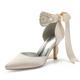 Femme Chaussures de mariage Escarpins Chaussures habillées Talons à bride à la cheville Chaussures de mariée Strass Cristal Imitation Perle Talon Aiguille Bout pointu Sexy Satin Lacet Argent Noir