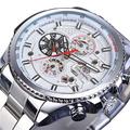 Forsining trois cadran calendrier en acier inoxydable hommes mécanique automatique montres-bracelets top marque de luxe militaire sport mâle horloge