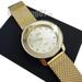 Unisex Urban Style Gold Plated Stainless Steel Mesh Band Fashion Wrist Watch