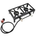 Lixada Propane Gas Cast Iron Stove Double Size for Patio BBQ Camping Cooking Standard