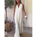 Robe casual robe blanche Robe Débardeur Femme robe longue Plein Mode basique Extérieur du quotidien Vacances Fendu Sans Manches Col V Robe Standard Noir Blanche bleu marine Eté Printemps S M L XL XXL