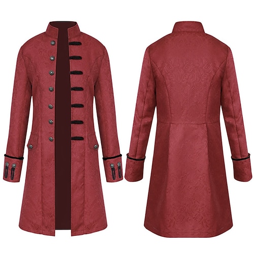 Homme Manteau Caban Utilisation Soirée Le style rétro Printemps Automne Conception spéciale Antique Millésime Rétro Longue Vêtements pour hommes en jacquard médiéval [blanc] Vêtements pour hommes