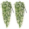 2 pièces fausse fleur suspendue, bouquet de lavande artificielle vigne plantes suspendues fausses feuilles de vigne de lierre pour patio maison chambre mariage décoration murale intérieure extérieure, décoration intérieure, décoration de pièce esthétique