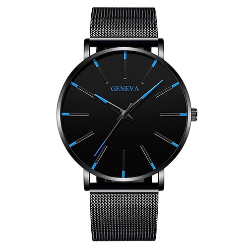 Montre à quartz Genève pour hommes montre ultra fine minimaliste en acier inoxydable montre élégante pour hommes montre d'affaires décontractée à quartz