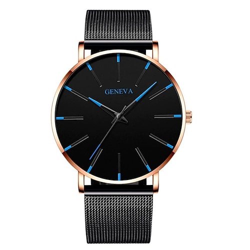 Montre à quartz Genève pour hommes montre ultra fine minimaliste en acier inoxydable montre élégante pour hommes montre d'affaires décontractée à quartz