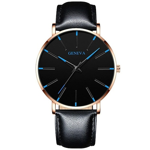 Montre à quartz Genève pour hommes montre ultra fine minimaliste en acier inoxydable montre élégante pour hommes montre d'affaires décontractée à quartz