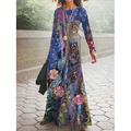 robe décontractée pour femme robe swing robe florale robe longue maxi robe rose à manches longues imprimé floral hiver automne printemps col rond mode robe d'hiver date quotidienne 2023 s m l xl xxl