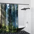 Rideau de douche forêt paysage design décor de salle de bain tissu imperméable ensemble de rideau de douche avec 12 crochets en plastique