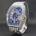 montre à quartz glacée pour hommes femmes gros poignet plein diamant montres à quartz hommes visage bleu hip hop accessoires étanche reloj hombre