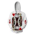 Coeur des cartes Jouer aux cartes Roi du poker Sweat à capuche Rentrée scolaire Basique Harajuku Art graphique Haut Pour Impression 3D Soirée Casual