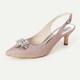 Femme Chaussures de mariage Chaussures bling-bling Slingback Chaussures scintillantes Chaussures de mariée Cristal Talon de chaton Bout pointu Elégant Polyuréthane Gleit Lanière de cheville Blanche