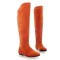 Femme Bottes Bottes de motard Bottes de plate-forme Grandes Tailles Soirée Extérieur Bureau Bottes genou Eté Hiver Talon Plat Bout rond Elégant Décontractées Minimalisme Daim Noir Bleu Orange