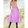 Robe midi pour femmes Robe en A Robe décontractée Robe d'hiver Robe évasée Mode Streetwear Maturité Formelle Extérieure Vacances Ajustement régulier Léopard Manches longues Col rond Noir Rose Rouge