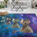 FREEAM Galaxy Cat Non Slip Area Rug for Living Dinning Room Bedroom Kitchen 4 x 6 (48 x 72 Inch) Watercolor Universe Cat Nursery Rug Floor Carpet Yoga Mat