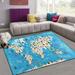 Wellsay World Map Non Slip Area Rug for Living Dinning Room Bedroom Kitchen 4 x 5 (48 x 63 Inches / 120 x 160 cm) World Map Animals Nursery Rug Floor Carpet Yoga Mat