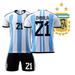 Mens/Kids 2022 Soccer Game Champion 3 Stars Argentina Fans #21 Jerseys Football Team Shirts