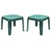 Home Square Square Resin Patio Side Table in Green - Set of 2