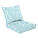 2 Piece Indoor/Outdoor Cushion Set Minimalistic transparent white leaves palm tree light blue backdrop Casual Conversation Cushions & Lounge Relaxation Pillows for Patio Dining Room Office Seating