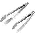 Premium Stainless Steel Kitchen Tongs 9-Inch & 12-Inch BBQ Grilling Cooking Locking Food Tongs with Ergonomic Handle Grey