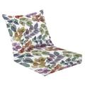 2 Piece Indoor/Outdoor Cushion Set Translucent watercolor leaves seamless pattern Transparent leafy Casual Conversation Cushions & Lounge Relaxation Pillows for Patio Dining Room Office Seating