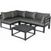 Outdoor Aluminum Furniture Set 5 Pieces Patio Corner Sofa Set Outdoor Sectional Conversation Sets with Coffee Table Modern Outdoor Furniture Couch with Thick Cushion for Balcony Backyard - Gray