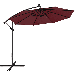 Alden Design 10FT Patio Offset Umbrella with 32 LED Lights Crank & Cross Base for Outdoor Burgundy