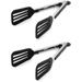 Cooking Tongs 7 inches 2-Pack Stainless Steel Kitchen Silicone Serving Tongs Heat Resistant Grill Tongs Meat Turner Spatula Tongs Fish Tongs with Locking Handle Joint. Black
