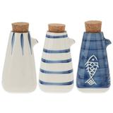 Japanese Oil and Vinegar Bottle Condiment Jar Lidded Sauce Container Ceramic Creamer Soy Castor 3 Pcs