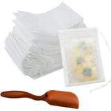 200 Pcs Disposable Tea Filter Bags with Drawstring and Tea Shovel