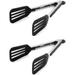 Cooking Tongs 12 inches 2-Pack Stainless Steel Kitchen Silicone Serving Tongs Heat Resistant Grill Tongs Meat Turner Spatula Tongs Fish Tongs with Locking Handle Joint. Black