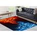 Modern Rugs Rugs Fire Vs Water War Rug Wedding Rugs Fire Rug Water Rug Decorative Rugs Kitchen Rugs Pattern Rugs Red Rug Blue Rug 3.3 x6.5 - 100x200 cm