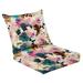 2 Piece Indoor/Outdoor Cushion Set Seamless floral pattern watercolor textured mixed flower garden Casual Conversation Cushions & Lounge Relaxation Pillows for Patio Dining Room Office Seating
