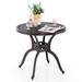 Costway 31.5 Cast Aluminum Table Patio Round Dining Table with 2 Umbrella Hole