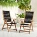 OC Orange-Casual Folding Outdoor Dining Chair Patio FSC Certified Acacia Wooden Rope Reclining Chair w/Armrest Indoor & Outdoor Set of 2 Black