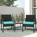 CL.HPAHKL 3 Pieces Patio Furniture Set Outdoor Furniture Rattan Patio Chairs with Side Table Patio Conversation Sets Balcony Furniture for Lawn Garden Backyard Balcony Poolside Blue