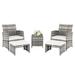 SYTHERS 5 PCS Patio Furniture Set Outdoor Wicker Rattan Bistro Set Cushioned Patio Chairs Conversation Set with Coffee Table & Footstool for Lawn Garden Backyard Balcony Gray