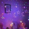 Star and Moon String LED Lights Curtain String Light with Remote Control Fairy String Lights for Valentine Wedding Birthday Party Supplies (Warm White)